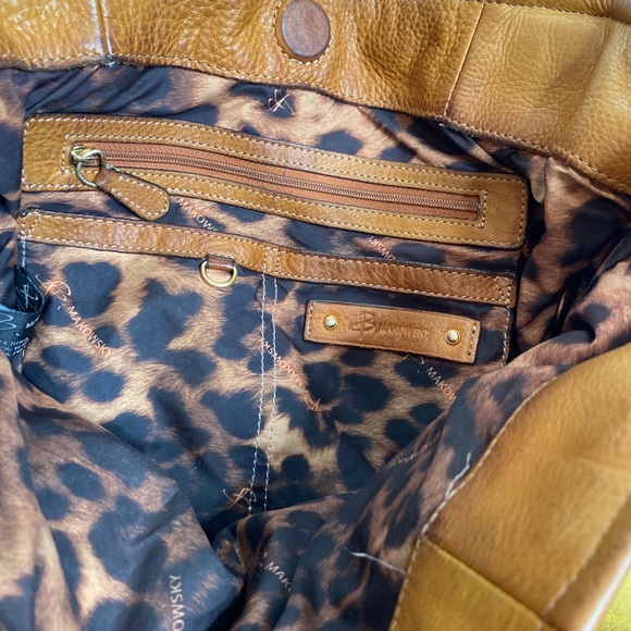 B Makowsky leather Tan Multicolored handbag Shoulder Gold Hardware A021121 - Picture 6 of 10